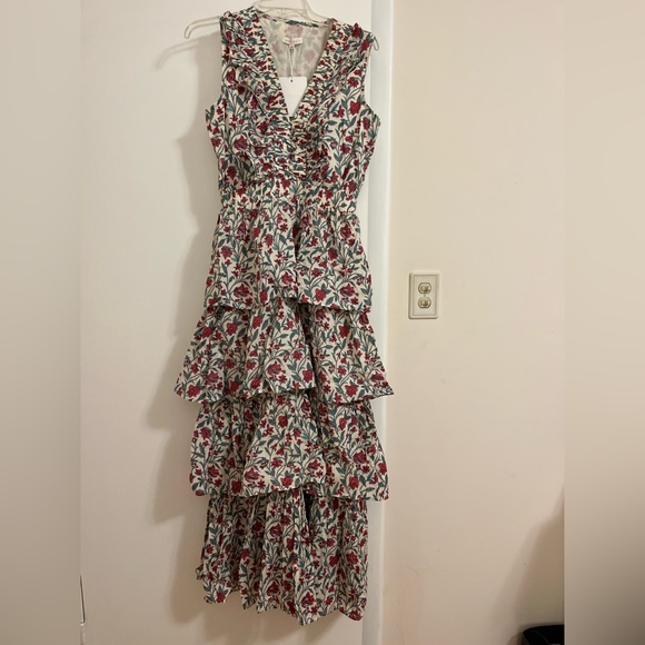 NWT Tuckernuck Pink & Teal Floral Charlotte Midi Dress - Picture 3 of 4